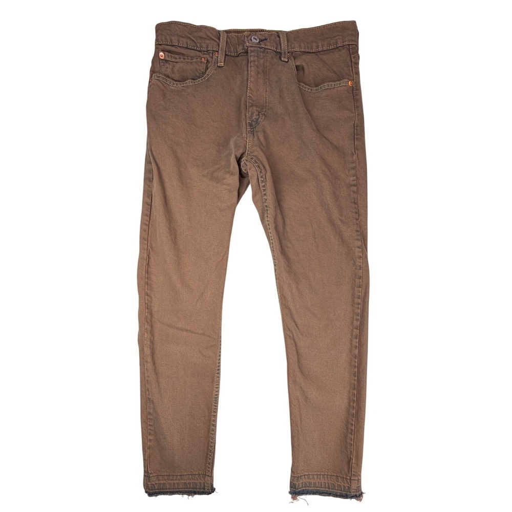 Levis 512 Slim Taper Brown Jeans Mens 32x30 Frayed Hem WaterLess Denim